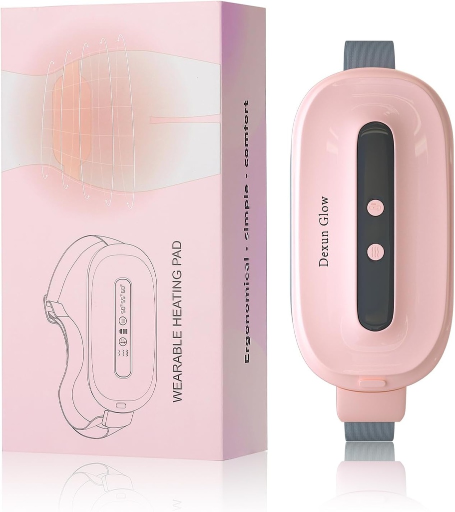 Almofada de aquecimento para Cãibras de período, Almofada de aquecimento portátil sem fio com 3 níveis de calor e 3 modos de massagem, Presentes de dia das mães para a mãe Esposa Filha, Rosa