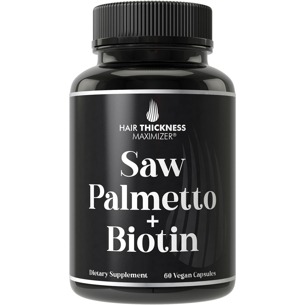 Serra Palmetto + Biotin Advanced 2-em-1 Combo para o crescimento do cabelo. Cápsulas Vegan Suplemento com Natural Saw Palmetto Extract + 10000mcg Biotin. Perda de cabelo e Recrescimento pílulas para homens e mulheres. Bloqueador DHT