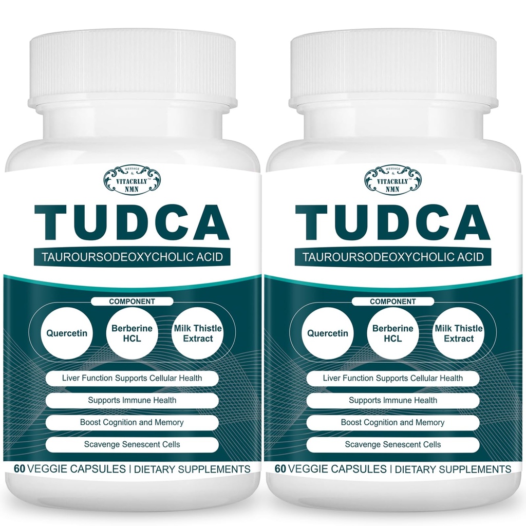 2200MG Suplementos de fígado TUDCA - Complexo Suplemento de sales Bile para Detox e limpeza de fígado, Limpeza da vesícula biliar, Saúde Digestiva 120 Cápsulas