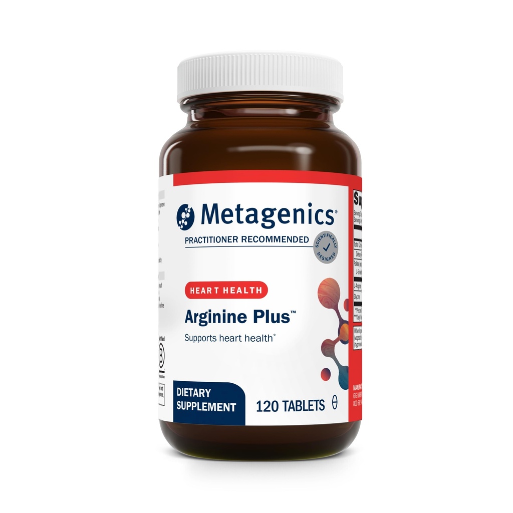 Metagenics Arginina Plus - 1,5 g L-Arginina com folato de metilo (L-5-MTHF) - Suporta fluxo sanguíneo saudável, circulação e saúde cardíaca - Não-GMO, Gluten-Free, Vegetarian - 120 comprimidos