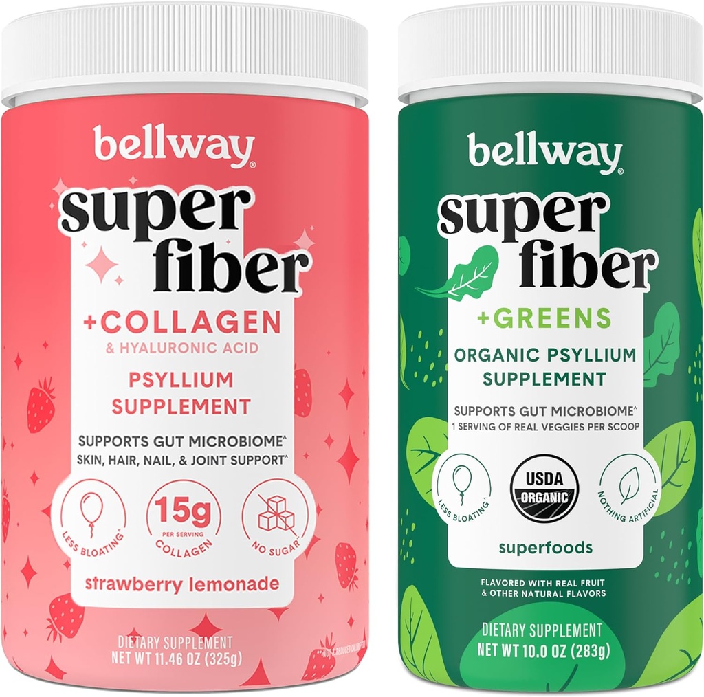 Bellway Super Fibra Pó + Colágeno, Morango Limonada Super Fibra + Verdes