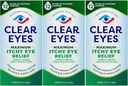 Clear Eyes Máximo Itchy Eye Relief Eye Drops, 0.5 Fl Oz (Pacote de 3)