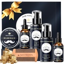 Kit de crescimento da barba - Kit 7 Pc, inclui lavagem, óleo, condicionador, bálsamo, pente, conjunto de caixa de presente para homens
