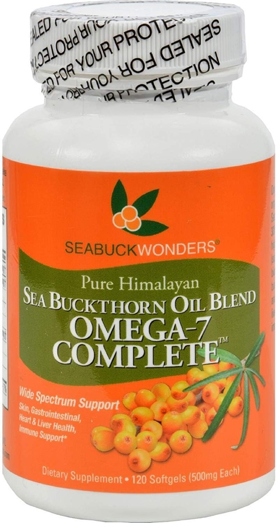 Seabuck Wonders Sea Buckthorn mistura de óleo - 500 mg - Omega 7 completo - natural - sem glúten - 120 Softgels (Pack of 2)