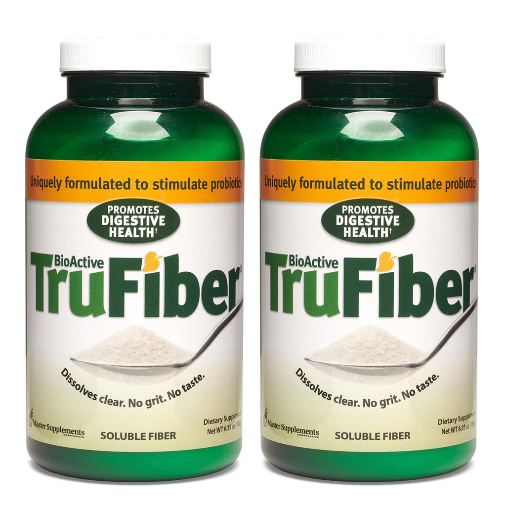 Master Suplementos TruFiber - 6.35 oz, Pacote de 2 - Fibra Prebiótica para ajudar a aumentar o crescimento probiótico - Suporta Saúde Digestiva - Vegan, Gluten Free - 100 Total Servings