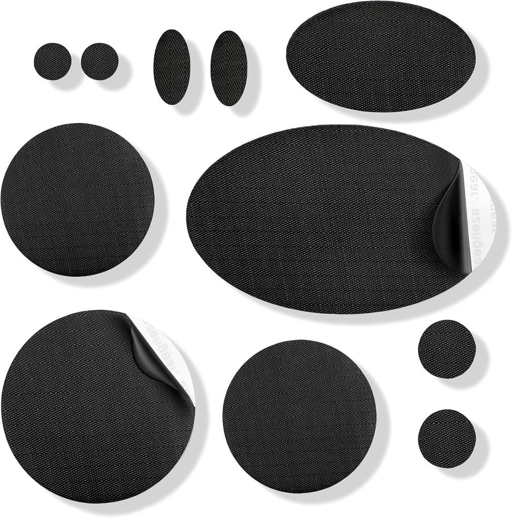 aZengear Repair Patches - Impermeáveis, auto-adesivos, Tear-Cold-Heat-Resistente Nylon Polyester Fix Puffer Coats, Gear, Tendas (11 peças, Solid Black)