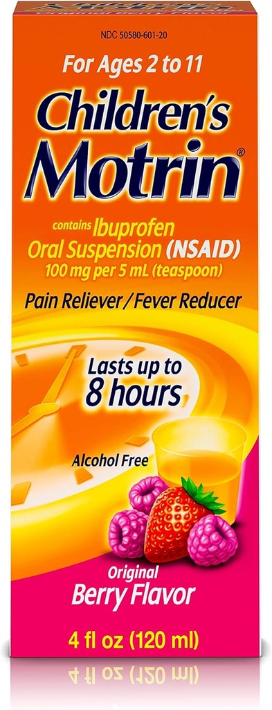 Motrin Suspensão Oral Infantil, Ibuprofeno, Alívio da Dor, 4 Oz