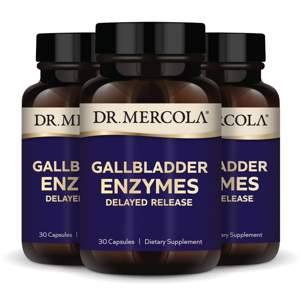 Dr. Mercola Gallbladder Enzimas - Gallbladder & Digestive Health Support - Inclui Protease pancreático, Amylase & Lipase - Não-GMO, Gluten-Free & Soy-Free - 90 cápsulas de libertação atrasadas (90 Servings)