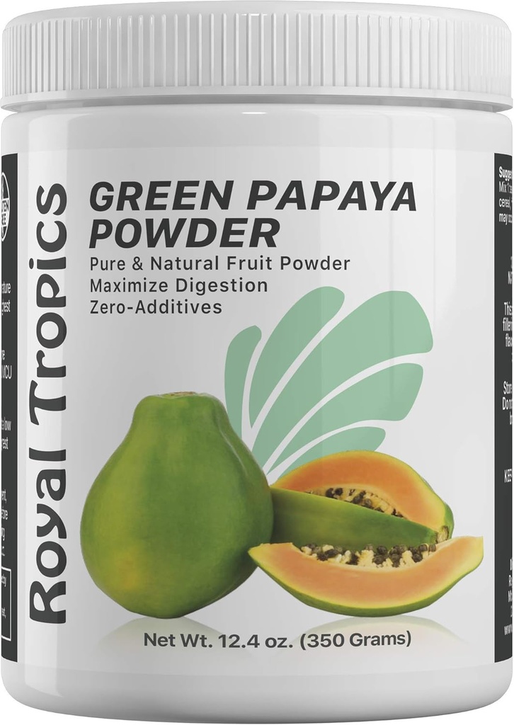 Royal Tropics Green Papaya Powder. Enzimas para suporte digestivo.