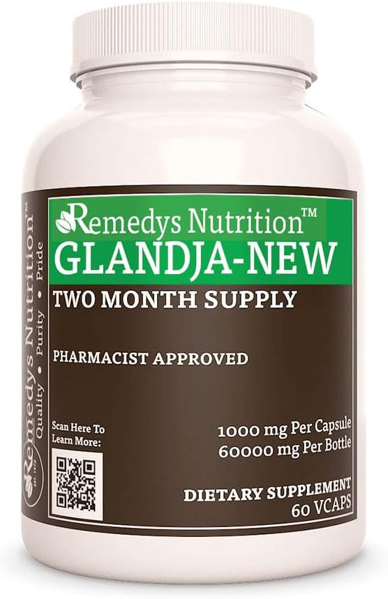 Nutrição de Remedy GlandJa-New 1000 mg, 60 Cápsulas Vegan Proprietário Herbal Dietary Supplement