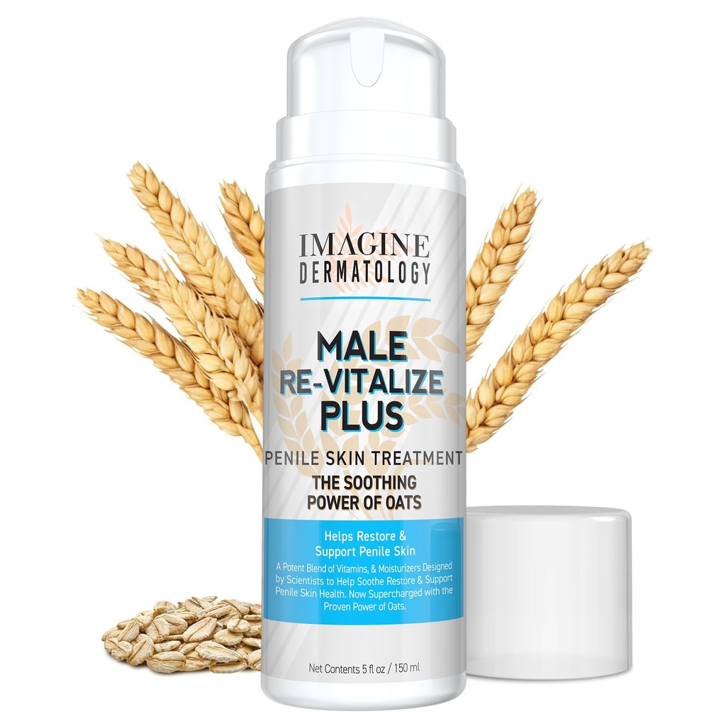 Masculino Re-Vitalize PLUS - Aveia Penile Health Cream para homens - Aliviar, Restaurar e Apoiar a Pele - Hidratante Penile Lotion - Grande Valor Tamanho (5fl oz / 150ml)