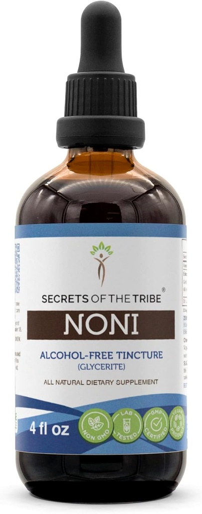 Segredos do extrato líquido sem álcool da tribo Noni, Noni (Morinda citrifolia) Fruta seca (4 FL OZ)