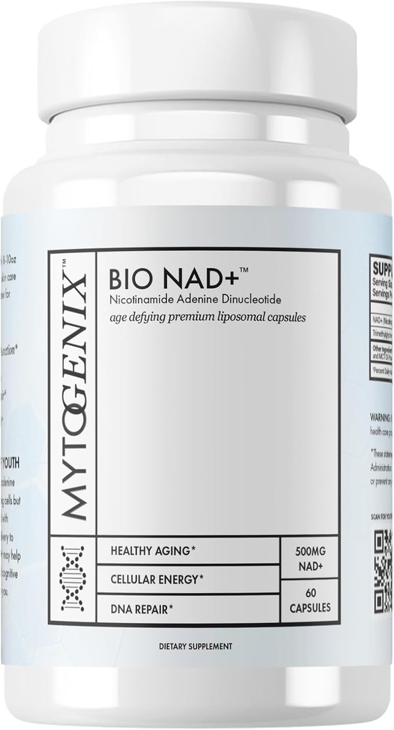 Pure NAD+ Cápsulas - Nicotinamida Adenine Dinucleotide - NAD+ Suplemento - 60 Cápsulas Por Garrafa - 500mg NAD+ por Serviço - Promove Antienvelhecimento - Saúde e Função Celular - Reparação de DNA