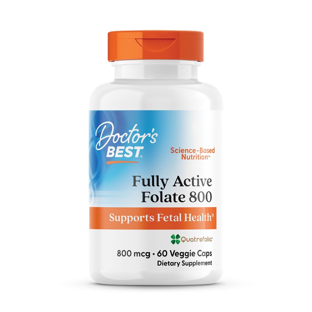 Médicos melhor folato totalmente ativo 800 com Quatrefolic, Suporta saúde fetal, Não-GMO, Glúten livre, Vegan 60 Veggie Caps