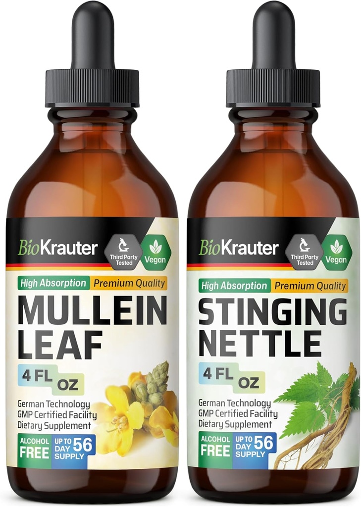 BIO KRAUTER Mullein Tintura 4 Fl. Oz. & Stinging Nettle Tintura 4 Fl. Oz.