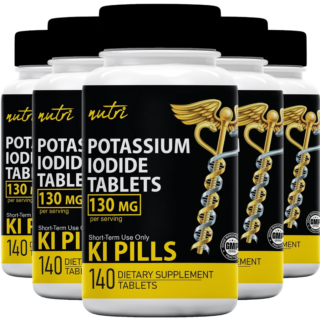 Comprimidos de Iodeto de Potássio (Pacote de 5) 130mg - 700 comprimidos EXP 10/2032 - YODO Naciente - KI Pills - Yoduro de Potasio