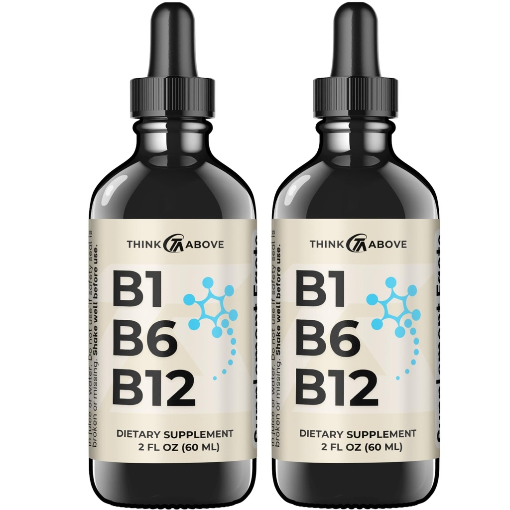 B1 B6 B12 Vitamina Liquid Drops - Nervo, Energia, Suplemento de suporte cerebral - Fruity-Like Flavor - Metilcobalamina, Thiamina, Piridoxina (2)