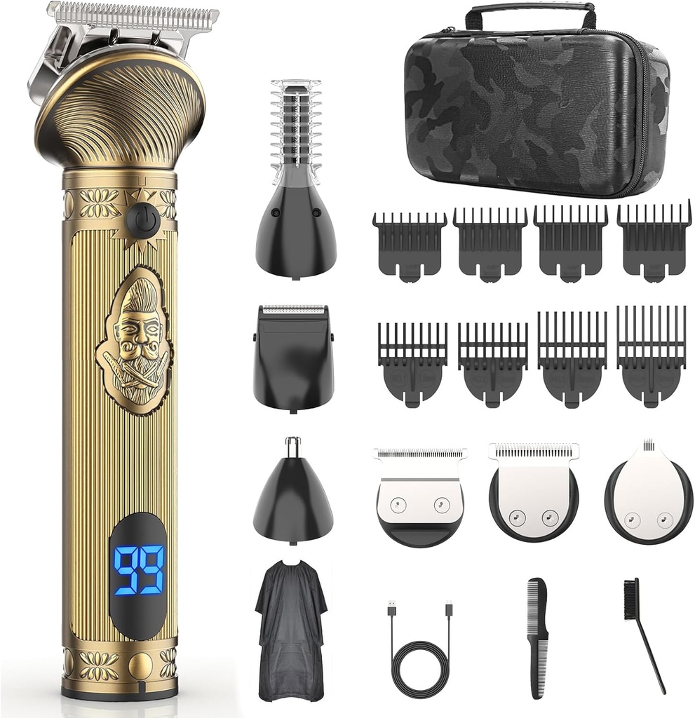 Trimmer de barba para homens, Shavers elétricos de viagem para homens com caso, Clipper cabelo sem fio, Kit de arrumo de homens para bigode rosto do corpo - 180 Mins barbear, presentes para ele & Pai
