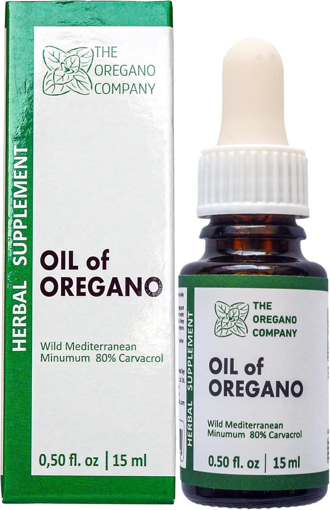 A EMPRESA OREGANO- Óleo de Orégano 0,50 fl. oz 15 ml líquido, gotas, Vegan, vegetariano, Aceite De Orégano, Suplementos de qualidade alimentar comestíveis, Alta potência natural de Carvacrol, Tintura de extrato de óleo de Orégano selvagem