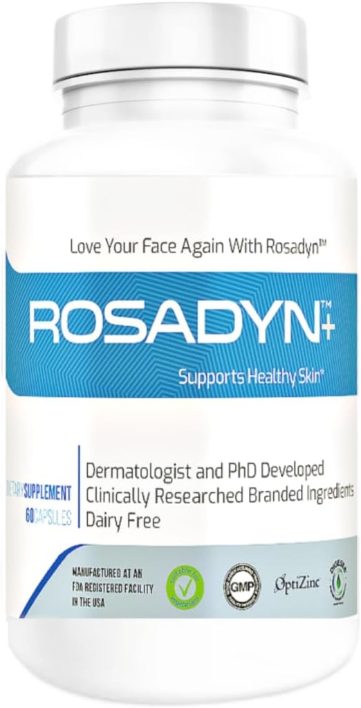 Rosacea Skin Care Supplement for Redness of Face, Eye and Nase (Olho e Nariz) visa a causa raiz dos sintomas