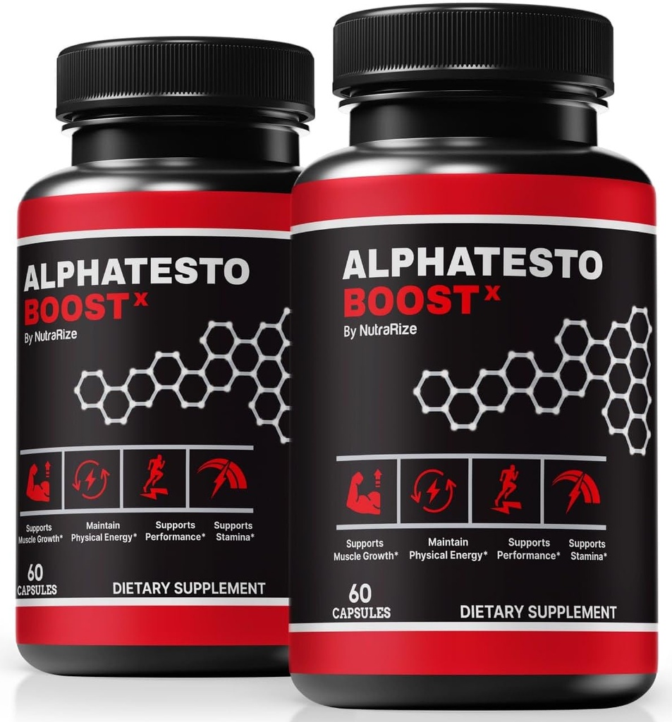 (2 Pack) Alpha Testo Boost X para homens, teste oficial Alpha Boost X comprimidos, fórmula masculina All-Natural para apoiar a função muscular e resistência, nutrição diária para revisão de desempenho diário (120 cápsulas)