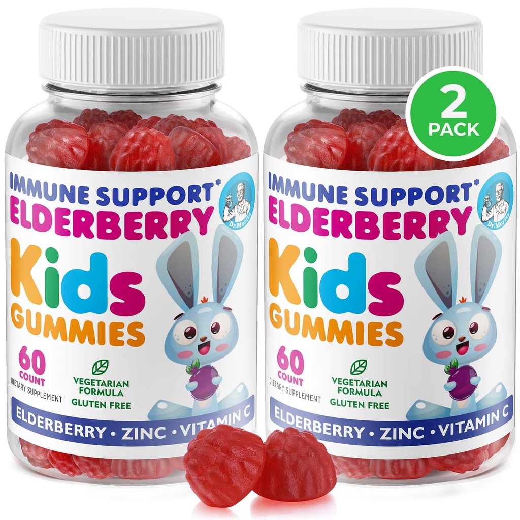 DR. MORITZ Elderberry Gummies for Kids and Adults (2 Pack) - Elderberry Vitamina C e Zinco para Kids Imune Support - Vegetarian, Gluten Free