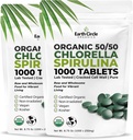 Premium Organic CHLORELLA /SPIRULINA 1000 Comprimidos (50/50) Kosher, Vegan - Green Algae Superfood, Cracked Cell Wall, Chlorophyll, High in Protein & Iron, sem aditivos, ou enchimentos 8.75 Oz (2 Pack)