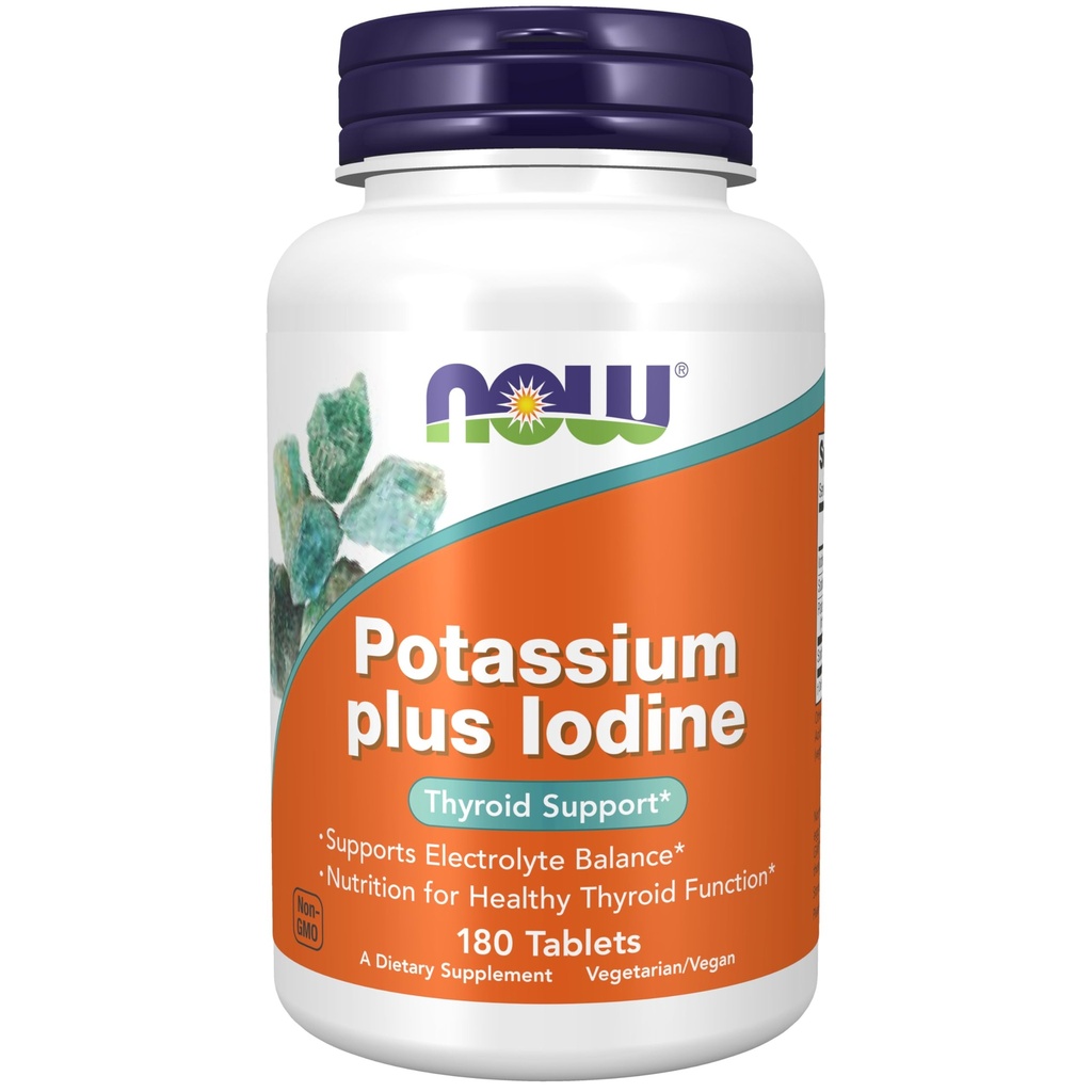 Now Foods Supplements, Potássio plus Iodine, Suporta Balanço Eletrolítico*, Suporte de Tiróide*, 180 Comprimidos