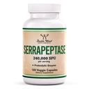 Serrapeptase 240.000 SPU Max Potência (120 Cápsulas Vegetares) Enzima proteolítica para Sino, Saúde Respiratória e Conjunta (Não-GMO, Glúten Livre, Vegetariana Segura) por Madeira Dupla