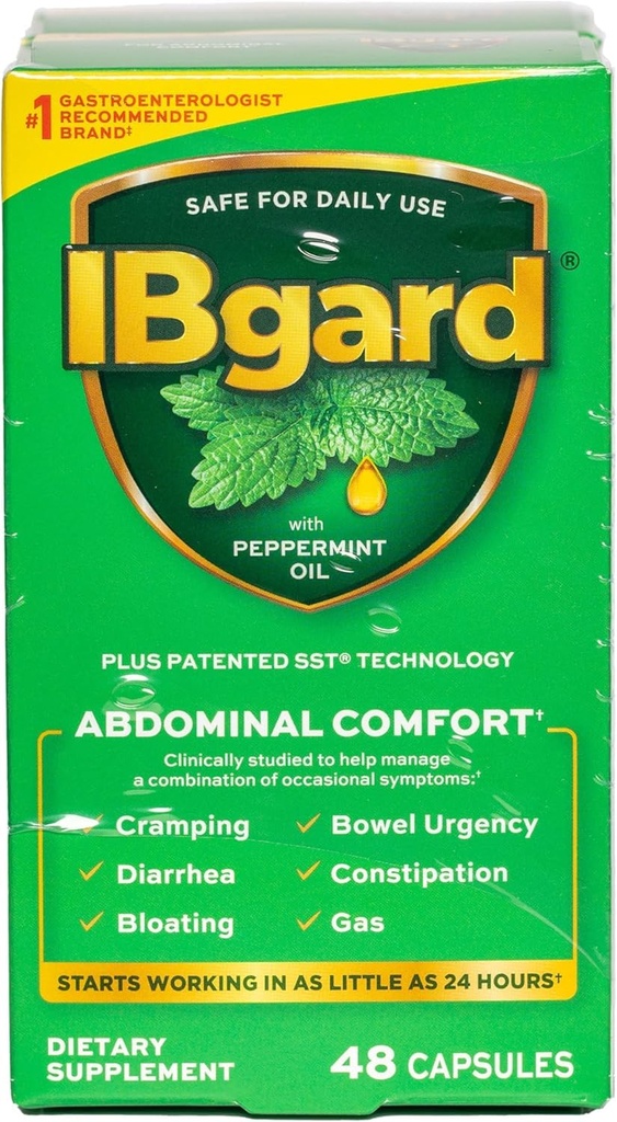 IBgard Gut Health Supplement, Peppermint Oil Cápsulas para Conforto Abdominal, 96 Cápsulas