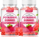 softbear Citrato de potássio 1000mg Gummies – pastilhas de potássio de alta absorção para suporte muscular e equilíbrio eletrolítico – Suplemento de potássio para mulheres e adultos, Vegan, Framboesa sabor (120 Conde)