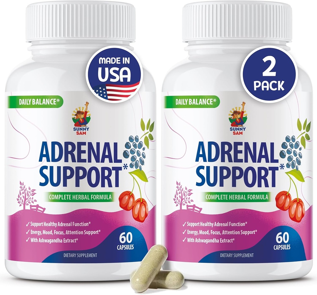 SUNNY SAM Cortex Adrenal Suplementos de Suporte para Gestão de Cortisol - Suporta Cortisol, Níveis de Energia e Regulação de Tensão