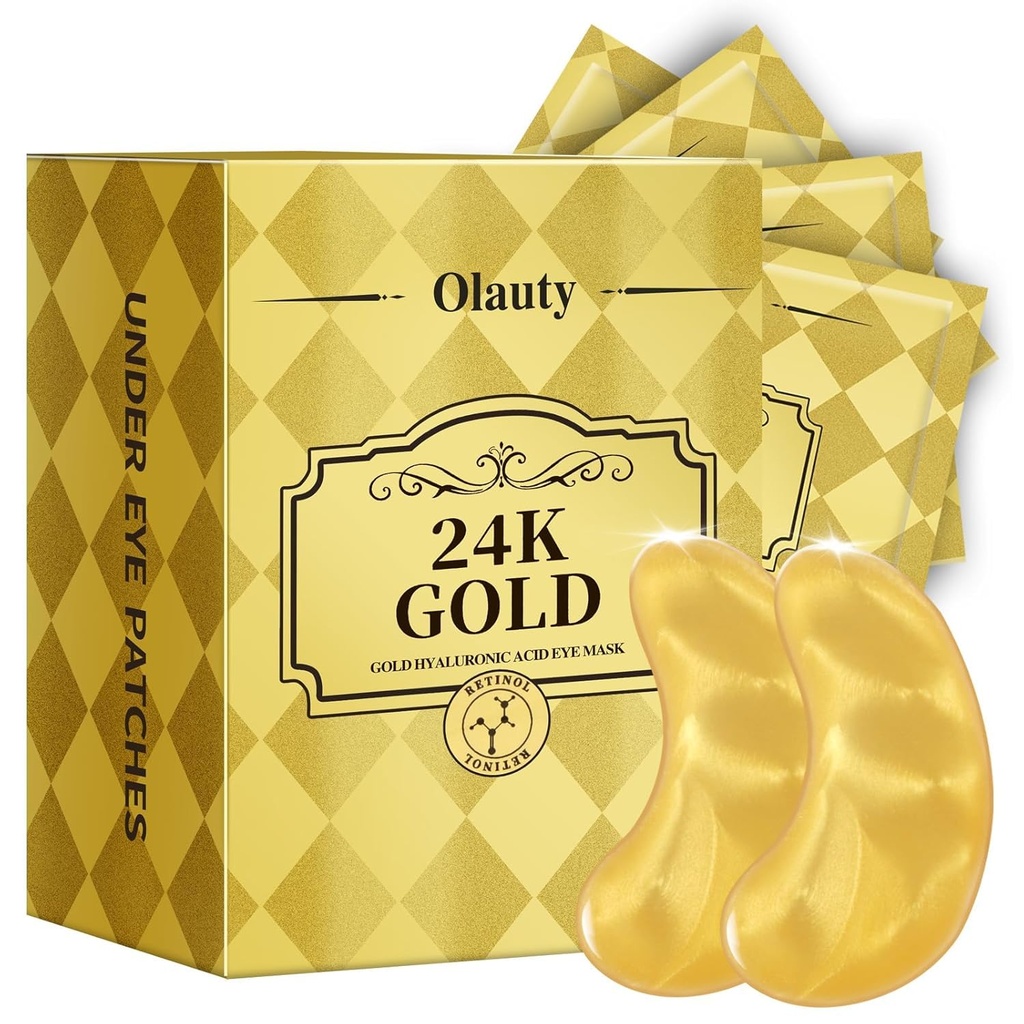 30 pares 24K Gold Eye Mask, Olhos Patches para Olhos Puffy e círculos escuros, Sob Mascara Patches Skincare, para Homens Mulheres