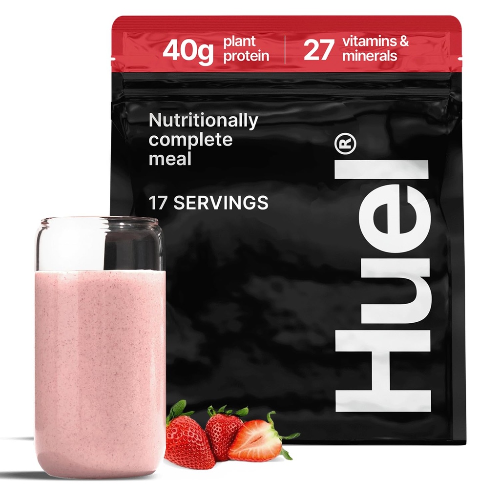 Huel Black Edition □ Strawberry Shortcake 40g Vegan Protein Powder □ Nutricionalmente Completo Refeição 27 Vitaminas e Minerais, Gluten Free □ 17 Servings