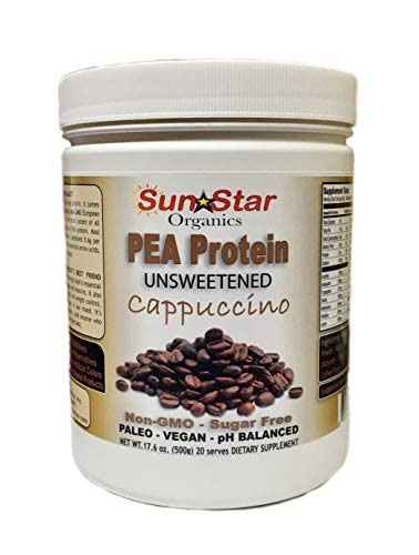 Pó de proteína de ervilha - sem açúcar - Cappuccino com pó de café e extrato de baunilha, sem soja, não-GMO 17.6 oz