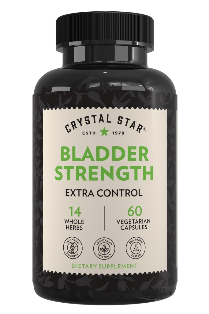 Cristal Star Bladder Força (60 cápsulas) – Herbal Urinary Tract Saúde e extra força Bladder Controle Suplemento, Extrato de cranberry, Extrato de semente de abóbora, Plantain e Raiz de Yam Selvagem, Não-GMO