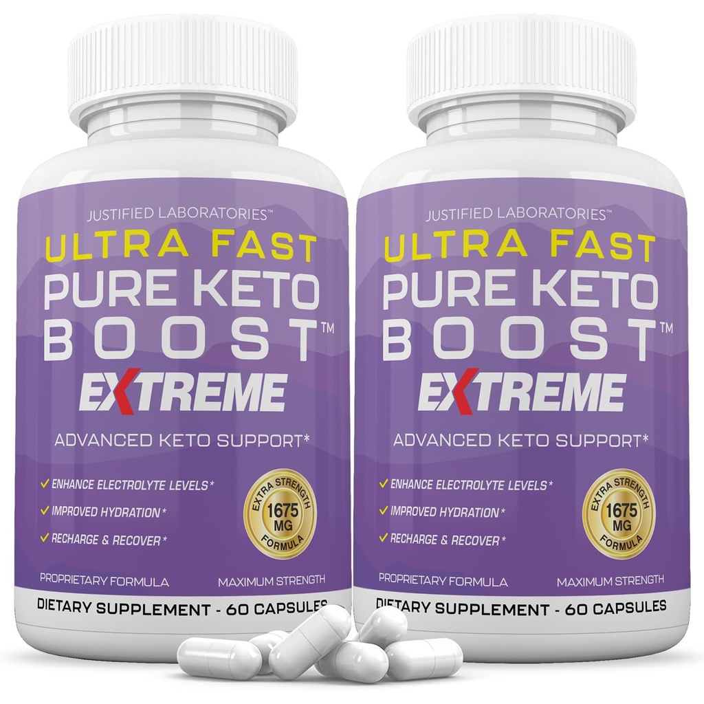 (2 Pack) Ultra Fast Pure Keto Boost Extreme Keto Pills 1675MG Nova e melhorada fórmula contém Apple Cider Vinagre Extra virgem azeite em pó folha de chá verde 120 Cápsulas