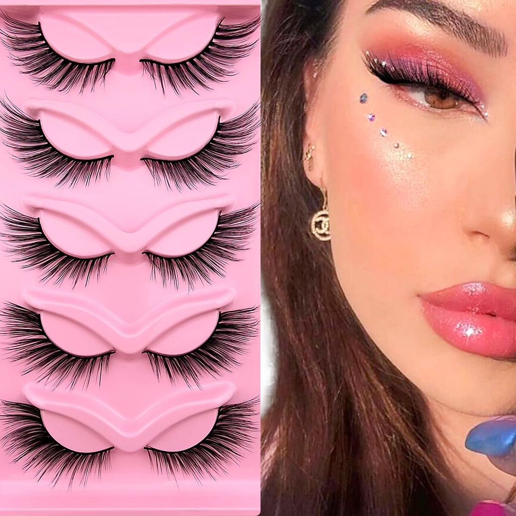 Colírios de olho de raposa Wispy Cílios 19mm longo gato olho anjo asa pestanas falso mink falso pestanas natural olhar 5 Pairs pacote (XF06)