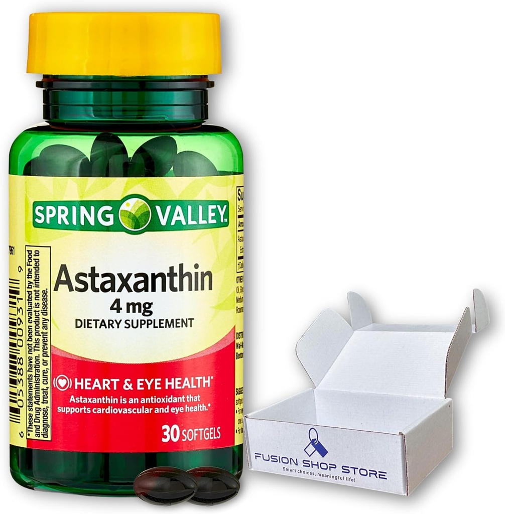 Contagem de Astaxantina 4 mg- 30, (Pacote de 1), Boxeada pela Loja de Fusão