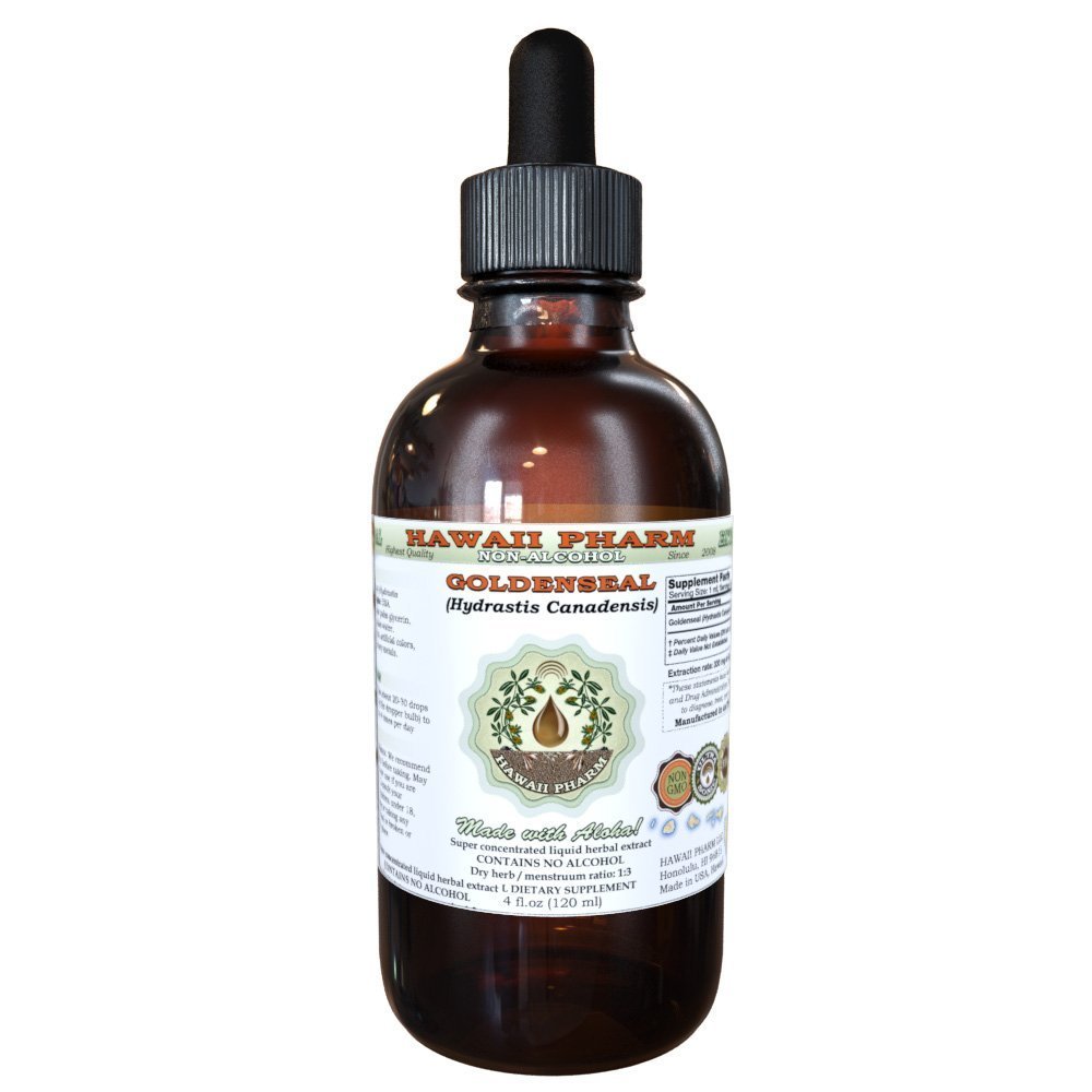 Extrato Líquido Sem Álcool de Goldenseal (Hydrastis Canadensis) Folha seca Glicerite Hawaii Pharm Natural Herbal Supplement 2 onças