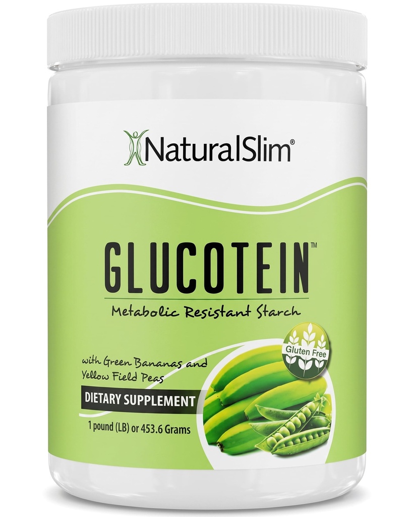 NaturalSlim suplemento de amido resistente prebiótico com farinha de banana verde orgânico e amido de ervilha mistura Glucoteína em pó - Não-GMO e sem glúten - 16 Servings