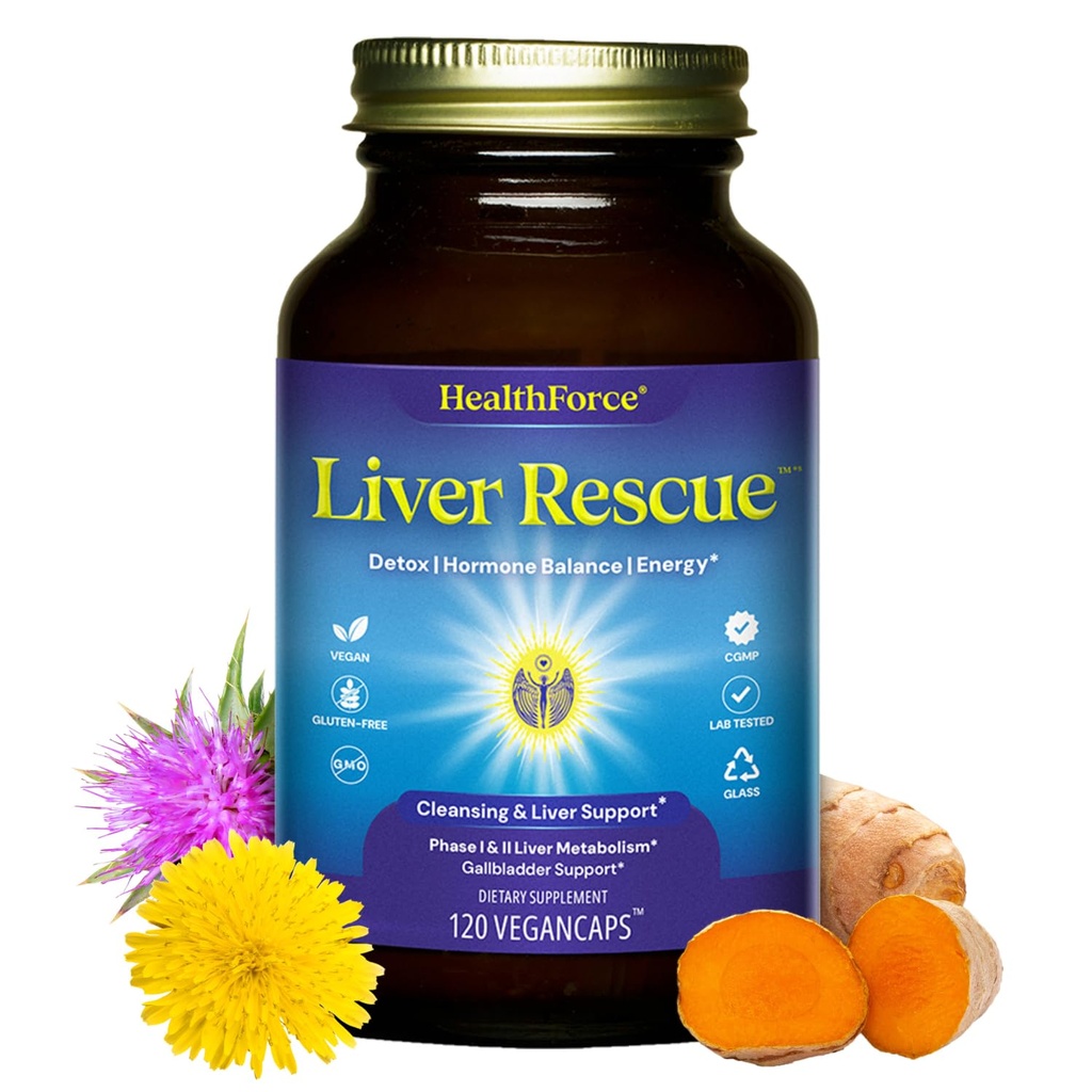 HealthForce SuperFoods Fígado Resgate - Liver Natural Cleanse - com cardo de leite & raiz de dente de leão - Gluten-Free & Vegan - 120 Cápsulas