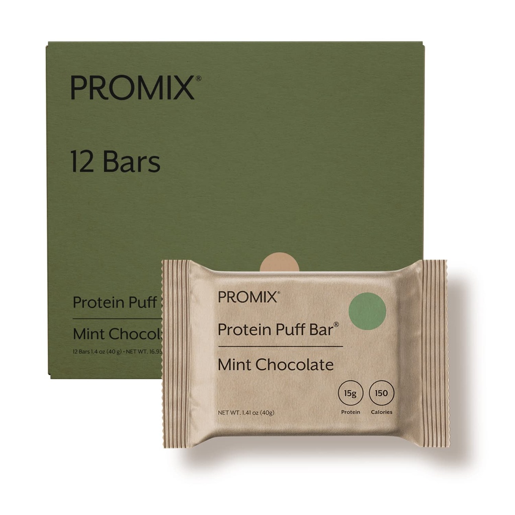 ProMix Nutrition Protein Puff Bares - Chocolate de hortelã-Crispy de Marshmallow - Grande degustação e saudável no lanche Go - alta proteína e baixa caloria - livre de glúten, soja, & milho - 12 Bares