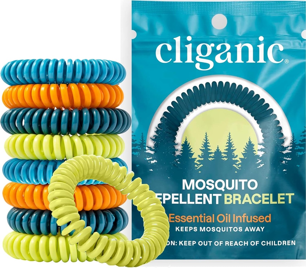 Cliganic 25 Pacote Pulseiras Repelentes Mosquito para Adultos e Crianças - Natural DeET-Free Bands, Embrulhado individualmente