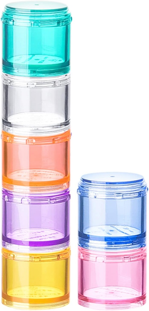 Organizador de comprimidos empilháveis, 7 dias de viagem caso pílula, caixa de pílulas para bolso, suporte de recipiente de vitaminas de medicina portátil arco-íris médio