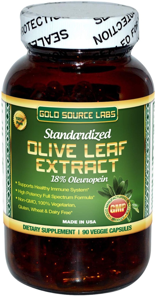 Olive Olive Leaf Extract Cápsulas - Puro Olive Leaf Olive Plus Extrato Oleuropein padronizado, 90 Caps Vegetarianos, 400 mg Complexo de Força Máxima para a Saúde Imune