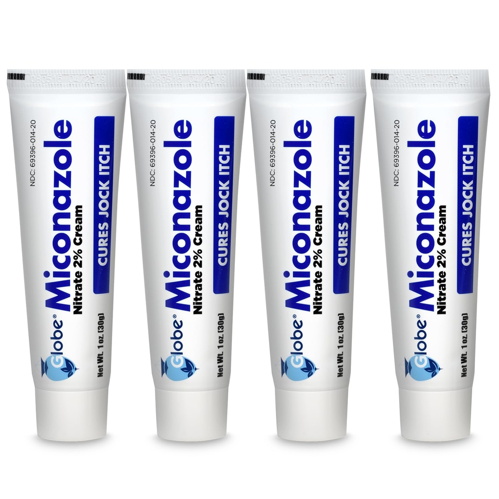 Globo (4 Pack) Nitrato de Miconazol 2% Antifúngico Creme, Curas Mais Atletas Pé, Jock Coceira, Ringworm e Mais.