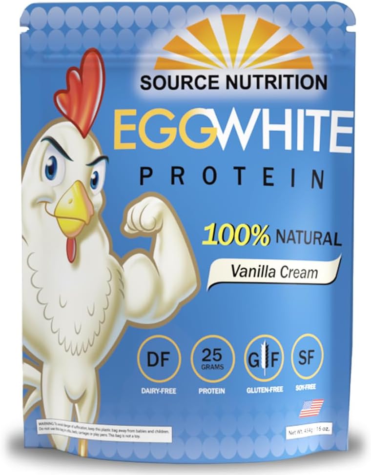 TradeKing 1 lb de proteína branca de ovo em pó por nutrição fonte - 25 Grams Protein, construir músculo magro, leite grátis - creme de baunilha