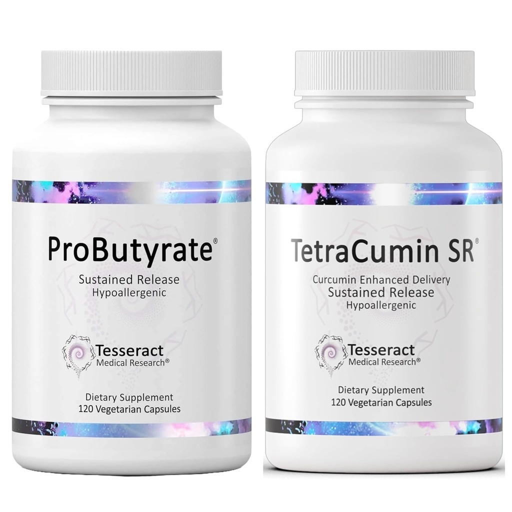 Tesseract Medical Research ProButirate Gut Health Supplement, Butyric Acid Complex & TetraCumin SR Joint Support Supplement, Mantained Release