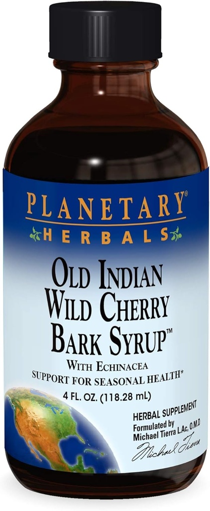 Ervas Planetárias Old Indian Wild Cherry Bark Syrup com Echinacea - Natural - 4 onças
